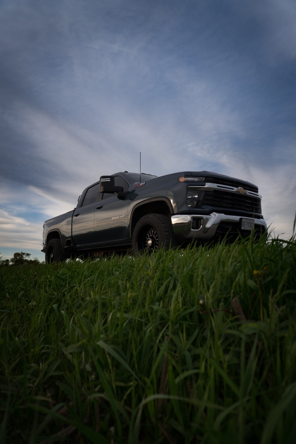 Low angle truck photo in grass